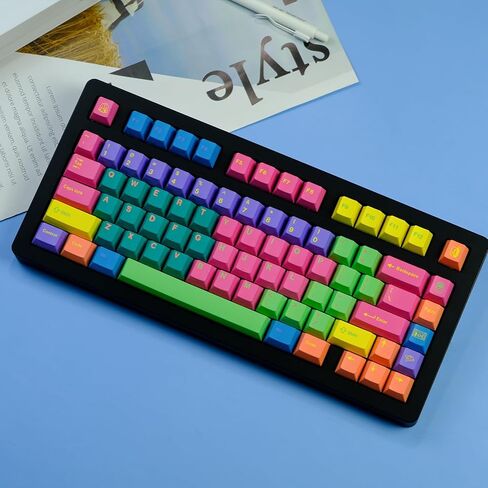 PBT Cherry Profile Keycaps - Ergonomic Rainbow Mechanical Keyboard Caps with Dye Sublimation & MX Switch Compatibility - 129 Keys in Kuwait