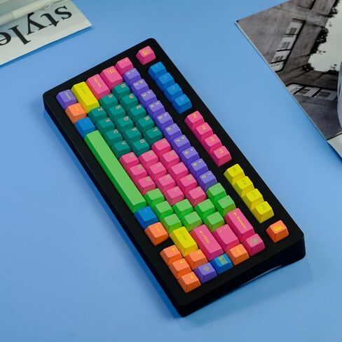 PBT Cherry Profile Keycaps - Ergonomic Rainbow Mechanical Keyboard Caps with Dye Sublimation & MX Switch Compatibility - 129 Keys in Kuwait