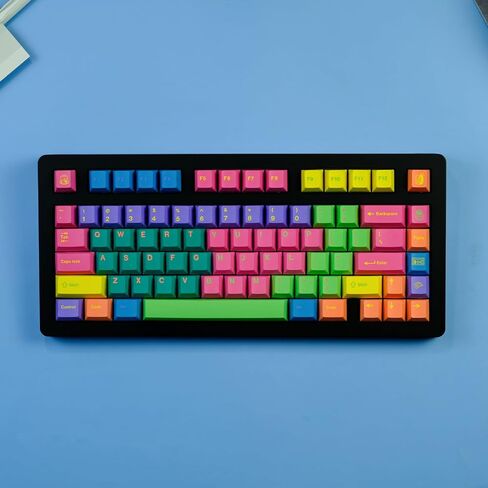 PBT Cherry Profile Keycaps - Ergonomic Rainbow Mechanical Keyboard Caps with Dye Sublimation & MX Switch Compatibility - 129 Keys in Kuwait