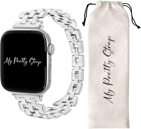 حزام My Pretty - حزام متوافق مع سوار ساعة Apple، حزام بديل من الفولاذ المقاوم للصدأ لساعة iWatch - سهل تغيير الحجم، لا حاجة لأي أداة، يناسب معظم المعصم - متوافق مع السلسلة 1-11، SE وUltra in Kuwait