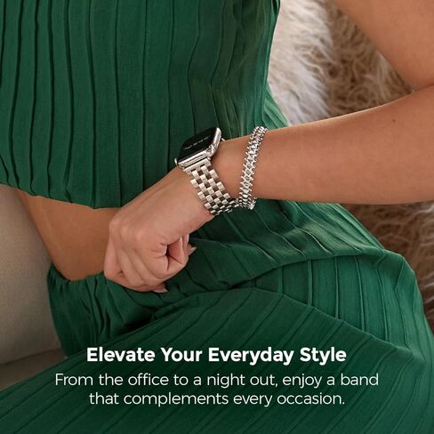 حزام My Pretty - حزام متوافق مع سوار ساعة Apple، حزام بديل من الفولاذ المقاوم للصدأ لساعة iWatch - سهل تغيير الحجم، لا حاجة لأي أداة، يناسب معظم المعصم - متوافق مع السلسلة 1-11، SE وUltra in Kuwait