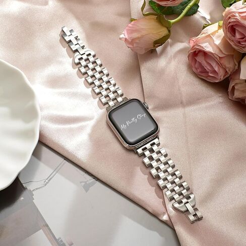 حزام My Pretty - حزام متوافق مع سوار ساعة Apple، حزام بديل من الفولاذ المقاوم للصدأ لساعة iWatch - سهل تغيير الحجم، لا حاجة لأي أداة، يناسب معظم المعصم - متوافق مع السلسلة 1-11، SE وUltra in Kuwait