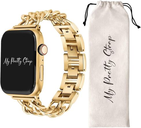 حزام My Pretty - حزام متوافق مع سوار ساعة Apple، حزام بديل من الفولاذ المقاوم للصدأ لساعة iWatch - سهل تغيير الحجم، لا حاجة لأي أداة، يناسب معظم المعصم - متوافق مع السلسلة 1-11، SE وUltra in Kuwait