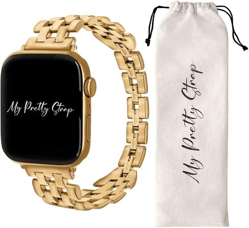 حزام My Pretty - حزام متوافق مع سوار ساعة Apple، حزام بديل من الفولاذ المقاوم للصدأ لساعة iWatch - سهل تغيير الحجم، لا حاجة لأي أداة، يناسب معظم المعصم - متوافق مع السلسلة 1-11، SE وUltra in Kuwait