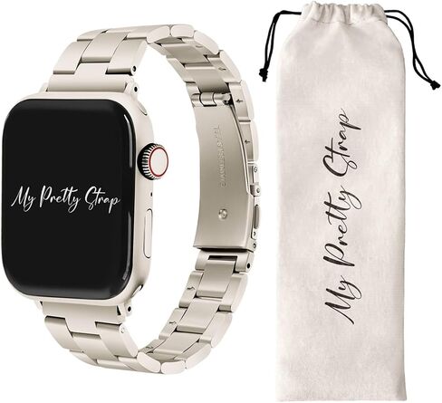 حزام My Pretty - حزام متوافق مع سوار ساعة Apple، حزام بديل من الفولاذ المقاوم للصدأ لساعة iWatch - سهل تغيير الحجم، لا حاجة لأي أداة، يناسب معظم المعصم - متوافق مع السلسلة 1-11، SE وUltra in Kuwait