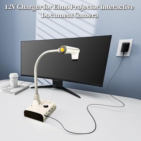 شاحن 12 فولت لكاميرا Elmo Document Camera محول تيار متردد لـ Elmo TT-12 TT-12ID TT12 TT12ID TT-02 9419 TT-02s جهاز العرض كاميرا المستندات التفاعلية #1331 مصدر الطاقة P.N لـ Elmo 5ZA0000104C in Saudi Arabia