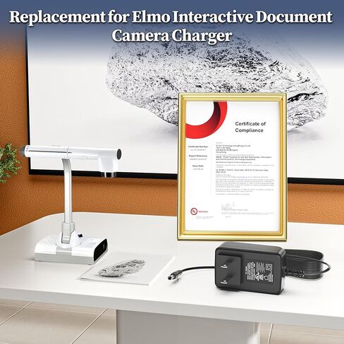 شاحن 12 فولت لكاميرا Elmo Document Camera محول تيار متردد لـ Elmo TT-12 TT-12ID TT12 TT12ID TT-02 9419 TT-02s جهاز العرض كاميرا المستندات التفاعلية #1331 مصدر الطاقة P.N لـ Elmo 5ZA0000104C in Saudi Arabia
