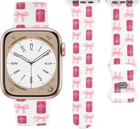 حزام مطبوع عليه أزهار لطيف لأساور ساعة Apple 38 مم 40 مم 41 مم 42 مم 44 مم 45 مم 46 مم 49 مم للنساء، أساور معصم بتصميم على شكل فيونكة من السيليكون الناعم لسلسلة iWatch 11,10,9, 8,7,6,5,4,3,2,1,SE in Kuwait