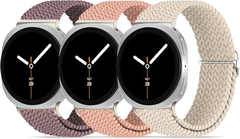 3 Pack Braided Stretchy Bands Compatible with Samsung Galaxy Watch 8 Band 40mm 44mm/Galaxy Watch 8 Classic 46mm, Adjustable Soft Nylon Solo Loop Elastic Sport Strap Wristband for Women Men in Kuwait
