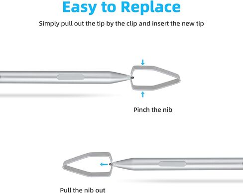 Stylus Pen for Microsoft Surface Pro 11/10/9/X/8/7+/7/6/5/4/3/Surface 3, Surface Go 4/3/2/1, Surface Laptop/Studio/Book 5/4/3/2/1, with 1024 Levels Pressure, Including 2 SpareTips & AAAA Batter,Silver in Saudi Arabia