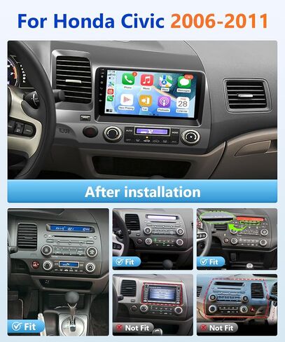 8Core 4G + 64G Android Car Stereo for Honda Civic 2006 to 2011 Apple CarPlay Android Auto, 9IN IPS Touch Screen for Civic Head Unit 5G WiFi GPS Navi FM RDS EQ DSP Audio Receiver SWC Camera in Saudi Arabia