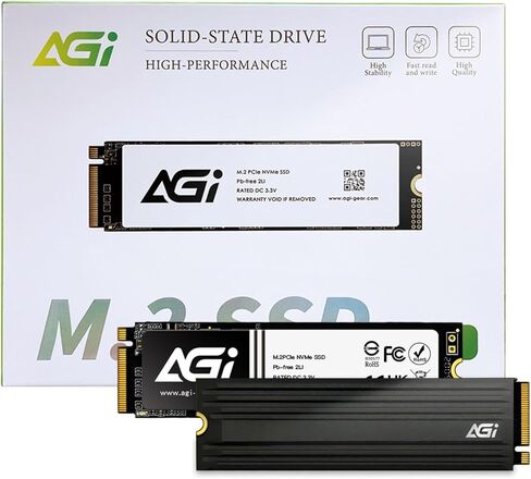 AGI AI828 1TB SSD PCIe NVMe 4.0 M.2 2280 Gen4 x4 مع مبدد حراري، سرعات قراءة تصل إلى 7400 ميجابايت/ثانية للحوسبة المتطورة والألعاب. يعمل مع PS5، محرك الأقراص الصلبة الداخلي - AGI1T0G44AI828 in Kuwait