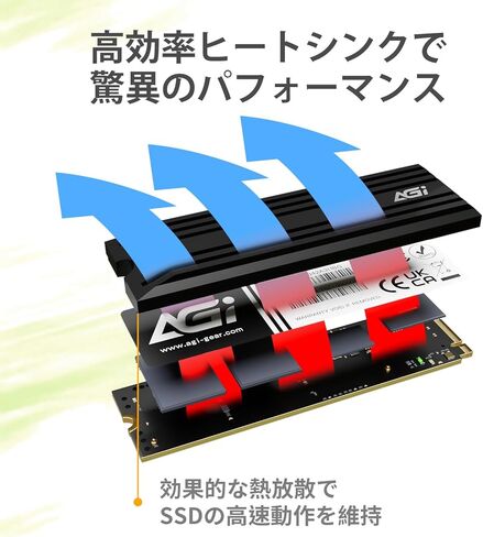 AGI AI828 1TB SSD PCIe NVMe 4.0 M.2 2280 Gen4 x4 مع مبدد حراري، سرعات قراءة تصل إلى 7400 ميجابايت/ثانية للحوسبة المتطورة والألعاب. يعمل مع PS5، محرك الأقراص الصلبة الداخلي - AGI1T0G44AI828 in Kuwait