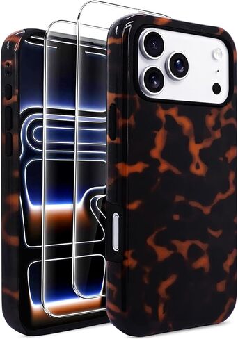 J.west متوافق مع حافظة iPhone 17 Pro Max مقاس 6.9 بوصة مع عبوتين من واقيات الشاشة من الزجاج المقسى، غطاء هجين على شكل حيوان الفهد اللطيف للفتيات والنساء، حافظات هاتف واقية جمالية الفهد in Kuwait