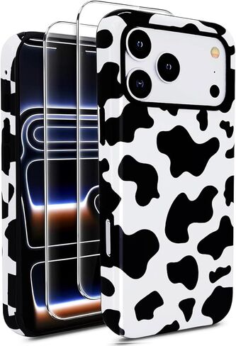 J.west Compatible with iPhone 17 Pro Max Case 6.9 inch with 2 Pack Tempered Glass Screen Protectors Cute Animal Leopard Hybrid Cover for Girls Women Aesthetic Protective Phone Cases Cheetah in Saudi Arabia