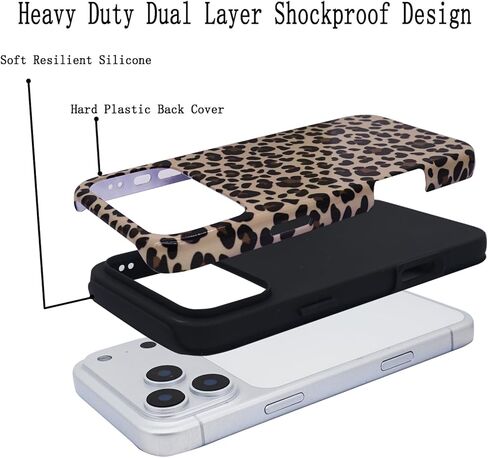 J.west Compatible with iPhone 17 Pro Max Case 6.9 inch with 2 Pack Tempered Glass Screen Protectors Cute Animal Leopard Hybrid Cover for Girls Women Aesthetic Protective Phone Cases Cheetah in Saudi Arabia