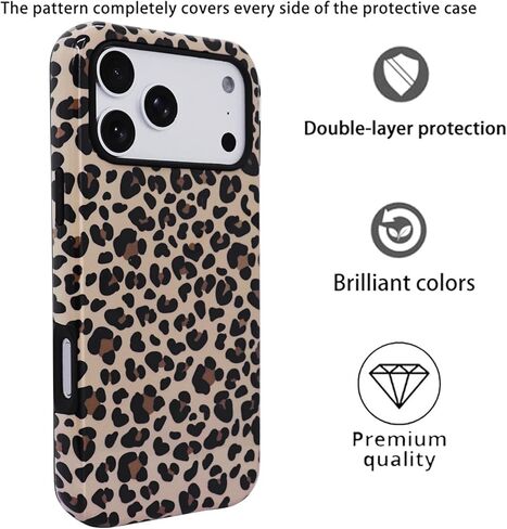 J.west Compatible with iPhone 17 Pro Max Case 6.9 inch with 2 Pack Tempered Glass Screen Protectors Cute Animal Leopard Hybrid Cover for Girls Women Aesthetic Protective Phone Cases Cheetah in Saudi Arabia