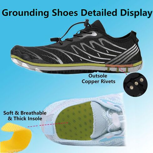 أحذية Zureto Grounding مع النحاس، أحذية المشي لمسافات طويلة حافي القدمين للنساء والرجال ناعمة ومريحة وفوائد تجربة كاملة in Kuwait
