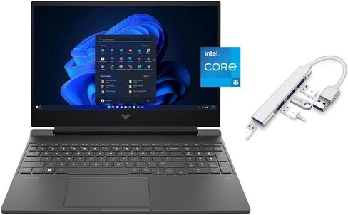 HP Victus 15.6 inch FHD 144Hz Gaming Laptop | Intel Core i5-13420H | NVIDIA GeForce RTX 4050 6GB | Backlit | Mica Silver| 32GB RAM | 512GB SSD | Windows 11 Home | Bundle with USB 3.0 Hub in Saudi Arabia
