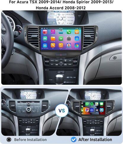[8 CORE 4G+64G] راديو سيارة لـ Acura TSX 2009-2014 / Honda Spirior 2009-2013/ Honda Accord 2008-2012 مع Carplay اللاسلكي/Android Auto، شاشة لمس 9 بوصة مع GPS، SWC، DSP+كاميرا احتياطية in Kuwait