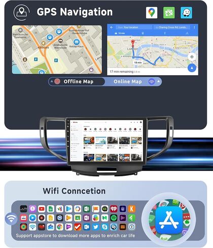[8 CORE 4G+64G] راديو سيارة لـ Acura TSX 2009-2014 / Honda Spirior 2009-2013/ Honda Accord 2008-2012 مع Carplay اللاسلكي/Android Auto، شاشة لمس 9 بوصة مع GPS، SWC، DSP+كاميرا احتياطية in Kuwait