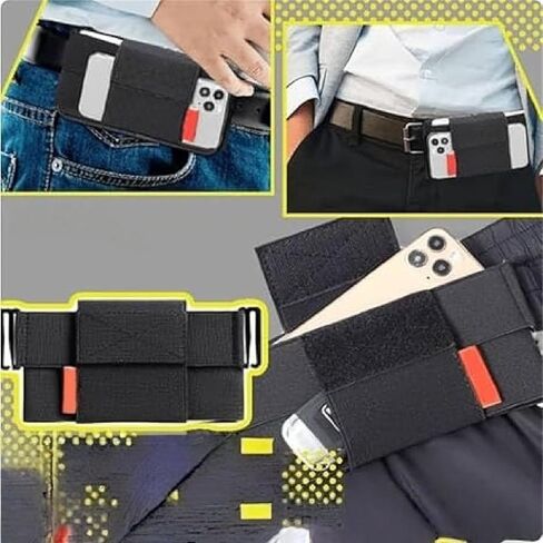 Black Small Waist Phone Bag, Secure Adjustable Waist Pouch with Multi-Pocket for Phone, Keys & Essentials - Ideal for Running, Travel & Daily Use in Saudi Arabia