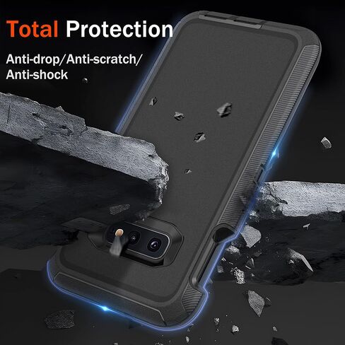 for Samsung Galaxy S10e Case, 3-Layer Full Body Heavy Duty Rugged Bumper Cover, Shockproof Drop Proof Protection Case for Samsung Galaxy S10e, Black in Saudi Arabia