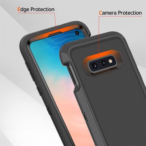 for Samsung Galaxy S10e Case, 3-Layer Full Body Heavy Duty Rugged Bumper Cover, Shockproof Drop Proof Protection Case for Samsung Galaxy S10e, Black in Saudi Arabia