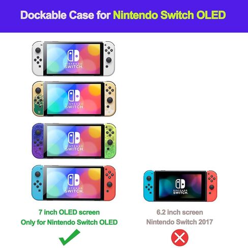 حافظة COMCOOL قابلة للإرساء لجهاز Nintendo Switch OLED - [حماية من السقوط من الدرجة العسكرية بطول 9 أقدام] [مع واقي شاشة من الزجاج المقسى ومقابض الإبهام] غطاء واقٍ لجهاز Nintendo Switch OLED - أصفر وأزرق in Kuwait