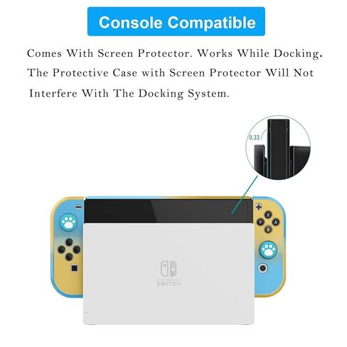 حافظة COMCOOL قابلة للإرساء لجهاز Nintendo Switch OLED - [حماية من السقوط من الدرجة العسكرية بطول 9 أقدام] [مع واقي شاشة من الزجاج المقسى ومقابض الإبهام] غطاء واقٍ لجهاز Nintendo Switch OLED - أصفر وأزرق in Kuwait