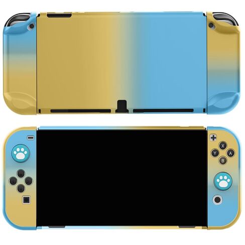 حافظة COMCOOL قابلة للإرساء لجهاز Nintendo Switch OLED - [حماية من السقوط من الدرجة العسكرية بطول 9 أقدام] [مع واقي شاشة من الزجاج المقسى ومقابض الإبهام] غطاء واقٍ لجهاز Nintendo Switch OLED - أصفر وأزرق in Kuwait