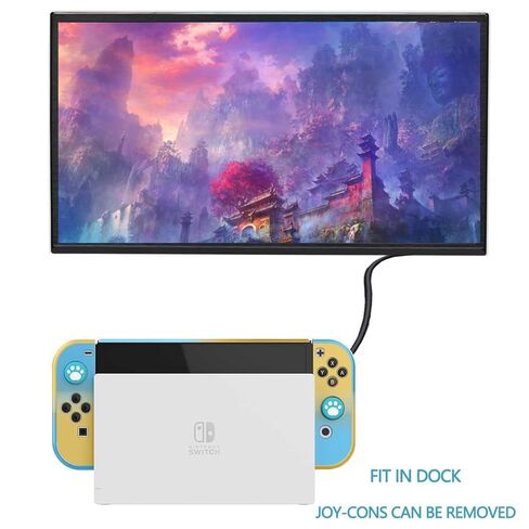حافظة COMCOOL قابلة للإرساء لجهاز Nintendo Switch OLED - [حماية من السقوط من الدرجة العسكرية بطول 9 أقدام] [مع واقي شاشة من الزجاج المقسى ومقابض الإبهام] غطاء واقٍ لجهاز Nintendo Switch OLED - أصفر وأزرق in Kuwait
