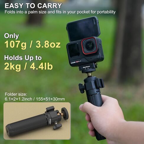 MINIFOCUS Mini Camera Tripod with 4 Levels Adjustment, 360° Ball Head, Cold Shoe, 1/4" Screw, Lightweight Portable Vlog Travel Selfie Stick Handle Grip Desktop Webcam Tripod for Action Camera in Saudi Arabia