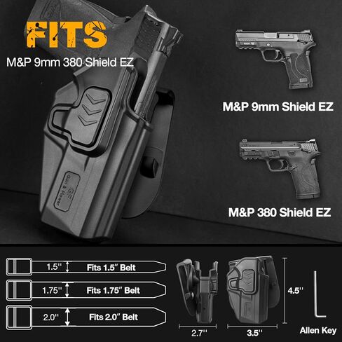 OWB Holster for M&P Shield 9mm Equalizer & EZ & 380 EZ, Red Dot Compatible, Index Finger Release, 360 Adjustable Paddle/Belt Clip – Right Handed Fit for Smith & Wesson M&P Shield Equalizer & EZ Series in Saudi Arabia