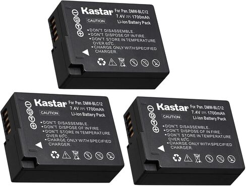 بطارية Kastar (3 عبوات) بديلة لباناسونيك DMW-BLC12 DMW-BLC12E DMW-BLC12PP، Lumix DMC-FZ200، DMC-FZ1000، DMC-G5، DMC-G6، DMC-GH2، Leica BC-DC12 V-Lux 4 V-Lux 5، Sigma fp dp1 dp2 dp3 Quattro in Kuwait