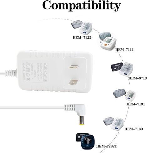 محول تيار متردد بديل لجهاز مراقبة ضغط الدم اومرون Hem-ADPTW5 BP5250 BP7250 BP7350 شاحن سلك إمداد الطاقة 6 فولت أبيض in Kuwait