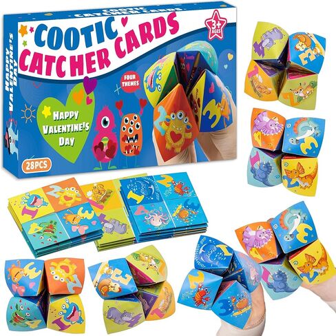 بطاقات عيد الحب لتبادل الفصول الدراسية للأطفال، 28 قطعة من بطاقات Cootie Catcher Fortune Teller مع 4 تصميمات وأظرف، هدايا عيد الحب غير الحلوى لهدايا الحفلات in Kuwait