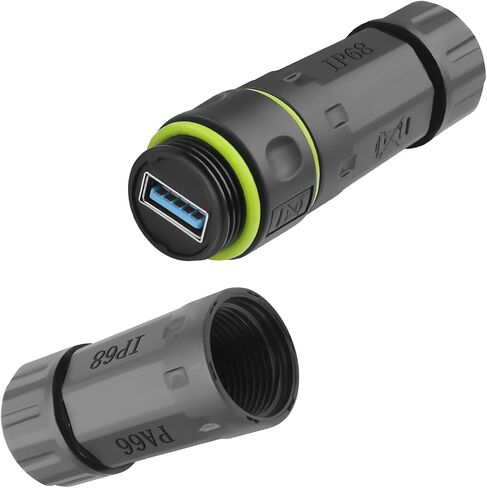 QIANRENON USB 3.0 Waterproof Coupler Adapter USB 3.0 Female to Female Outdoor Sealed Data Connector Straight Through Module IP68 Protection 5V2A Charging M20, for Outdoor USB Connection Extension in Saudi Arabia