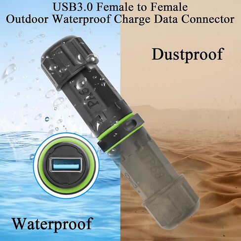 QIANRENON USB 3.0 Waterproof Coupler Adapter USB 3.0 Female to Female Outdoor Sealed Data Connector Straight Through Module IP68 Protection 5V2A Charging M20, for Outdoor USB Connection Extension in Saudi Arabia