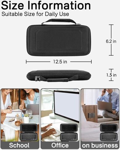 RAIACE Hard Storage Case Compatible with Logitech MX Keys Mini Advanced Illuminated Keyboard. (Case Only, Not Include The Device)- Black(Black Lining) in Saudi Arabia