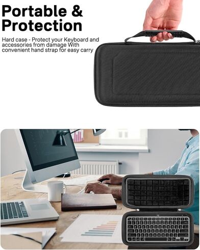 RAIACE Hard Storage Case Compatible with Logitech MX Keys Mini Advanced Illuminated Keyboard. (Case Only, Not Include The Device)- Black(Black Lining) in Saudi Arabia