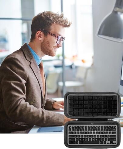 RAIACE Hard Storage Case Compatible with Logitech MX Keys Mini Advanced Illuminated Keyboard. (Case Only, Not Include The Device)- Black(Black Lining) in Saudi Arabia