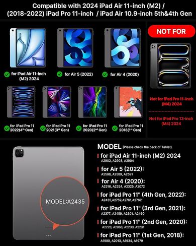 حافظة لوحة مفاتيح Edge لجهاز iPad Air 11 بوصة (M3/2025، M2/2024) وiPad Pro 11 بوصة (الجيل الرابع/الثالث/الثاني/الأول)، لوحة مفاتيح سحرية لجهاز Air 5/4th Gen، لوحة تتبع متعددة اللمس، إضاءة خلفية 11 لونًا، ألياف الكربون in Kuwait