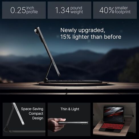 حافظة لوحة مفاتيح Edge لجهاز iPad Air 11 بوصة (M3/2025، M2/2024) وiPad Pro 11 بوصة (الجيل الرابع/الثالث/الثاني/الأول)، لوحة مفاتيح سحرية لجهاز Air 5/4th Gen، لوحة تتبع متعددة اللمس، إضاءة خلفية 11 لونًا، ألياف الكربون in Kuwait
