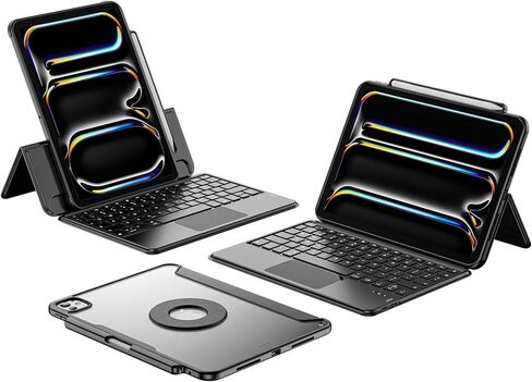 حافظة لوحة المفاتيح ProCase لجهاز iPad Pro 13 بوصة 2025 M5 / 2024 M4، غطاء حماية مغناطيسي قابل للفصل مع لوحة اللمس وحامل أقلام لجهاز iPad Pro 13 بوصة - أسود in Kuwait