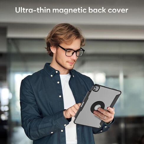 حافظة لوحة المفاتيح ProCase لجهاز iPad Pro 13 بوصة 2025 M5 / 2024 M4، غطاء حماية مغناطيسي قابل للفصل مع لوحة اللمس وحامل أقلام لجهاز iPad Pro 13 بوصة - أسود in Kuwait