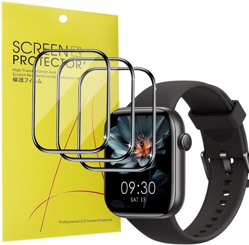 متوافق مع واقي شاشة الساعة الذكية AcclaFit، غشاء واقي شاشة PET بتغطية كاملة ثلاثية الأبعاد من Lamshaw متوافق مع ساعة AcclaFit P5 الذكية - 1.85 بوصة (أسود - 3 عبوات) in Kuwait