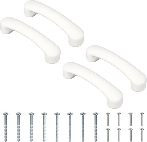 uxcell 4 Pcs White Ceramic Cabinet Handles Arch Shaped Drawer Pulls, 4.5 x 1 x 1.2 Inch Cute Kitchen Cabinet Handles Hardware for Kitchen Cupboard Dresser Drawer Nursery Decor in Saudi Arabia