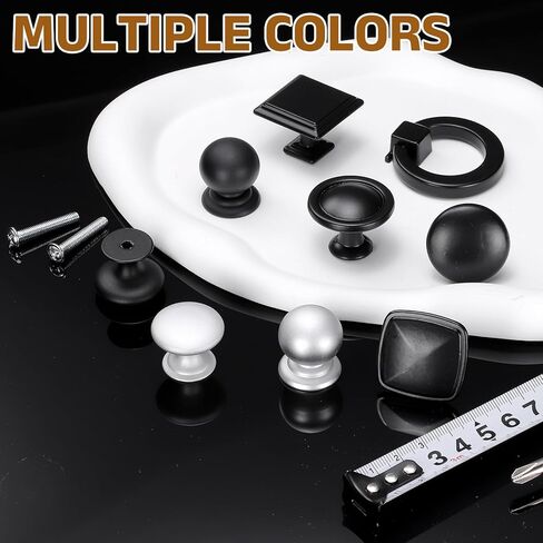 uxcell 4Pcs Cabinet Knobs, 1.22" Solid Square Drawer Knobs Single Hole Aluminum Alloy Cabinet Handles Pulls with Screws for Kitchen Cabinets Bedroom Dresser Wardrobe, Black in Saudi Arabia