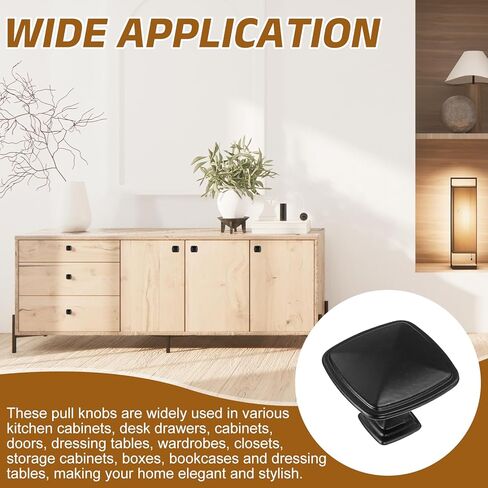 uxcell 4Pcs Cabinet Knobs, 1.22" Solid Square Drawer Knobs Single Hole Aluminum Alloy Cabinet Handles Pulls with Screws for Kitchen Cabinets Bedroom Dresser Wardrobe, Black in Saudi Arabia
